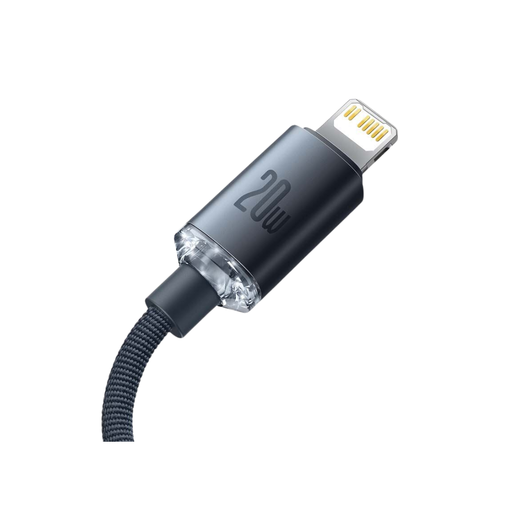 Baseus Cabo Crystal Shine Series Fast Charging Data Type-C To Ip 20W 2M Preto