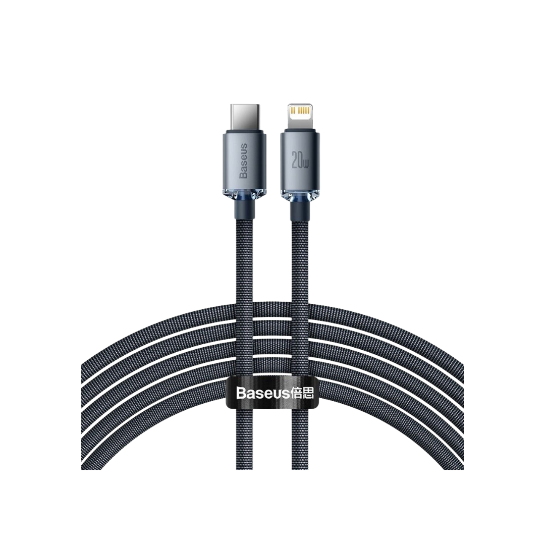 Baseus Cabo Crystal Shine Series Fast Charging Data Type-C To Ip 20W 2M Preto