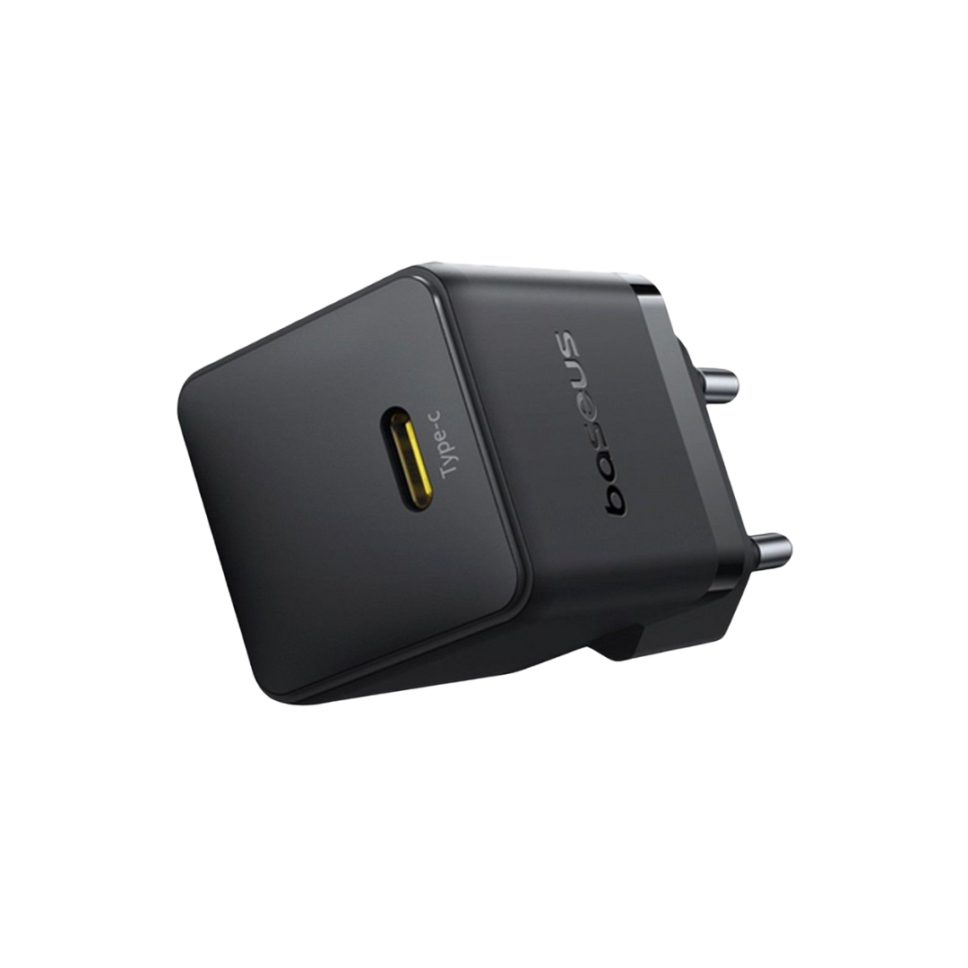 Baseus Carregador Palm Fast Charger 1C 20W EU Cluster Black (With Baseus Mini Black Cable Usb-C)
