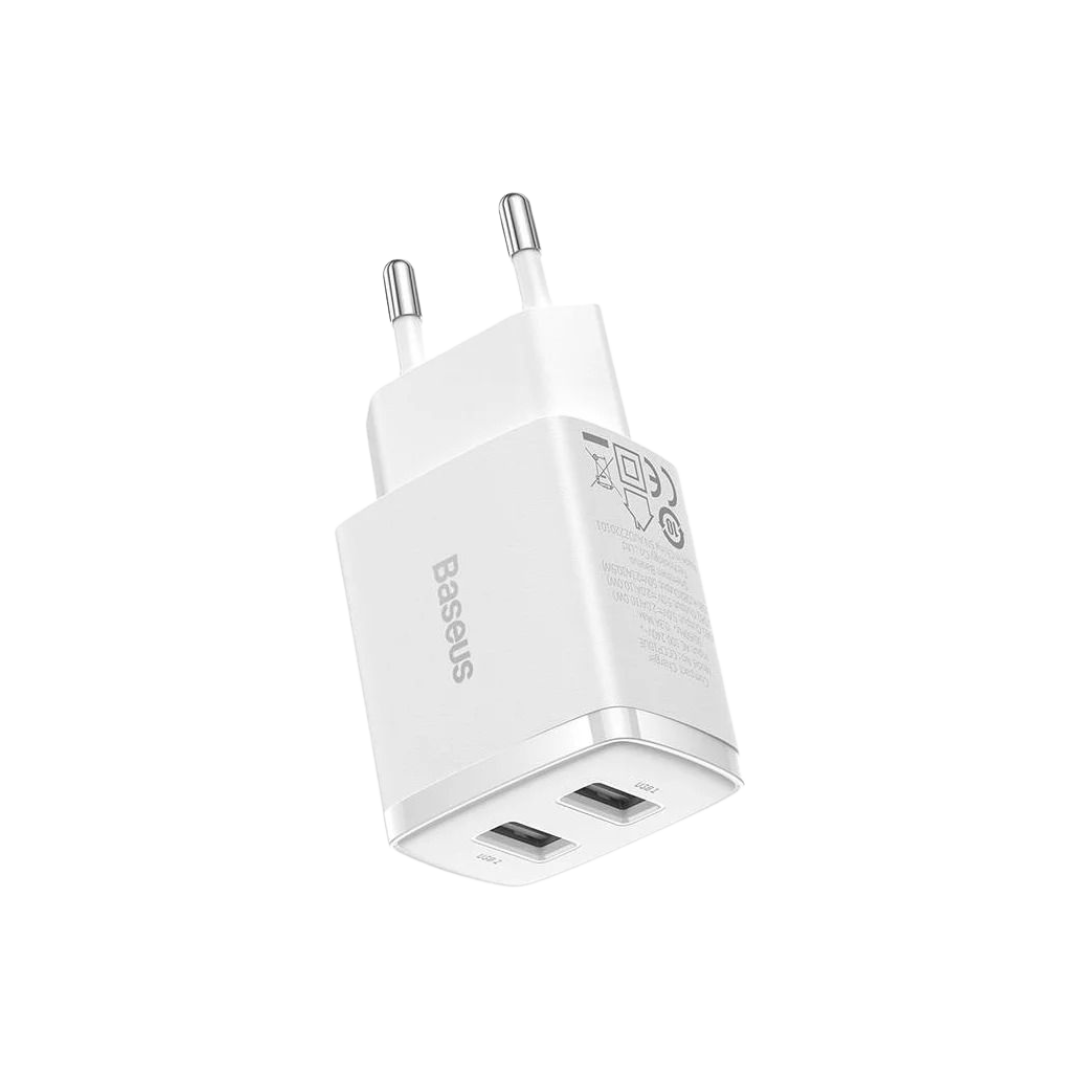 Baseus Carregador Compacto 2U 10.5W Eu Branco