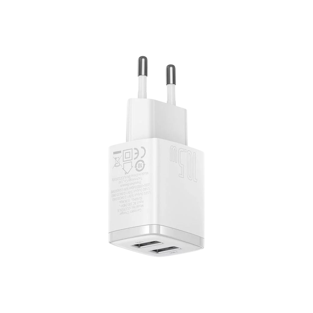Baseus Carregador Compacto 2U 10.5W Eu Branco