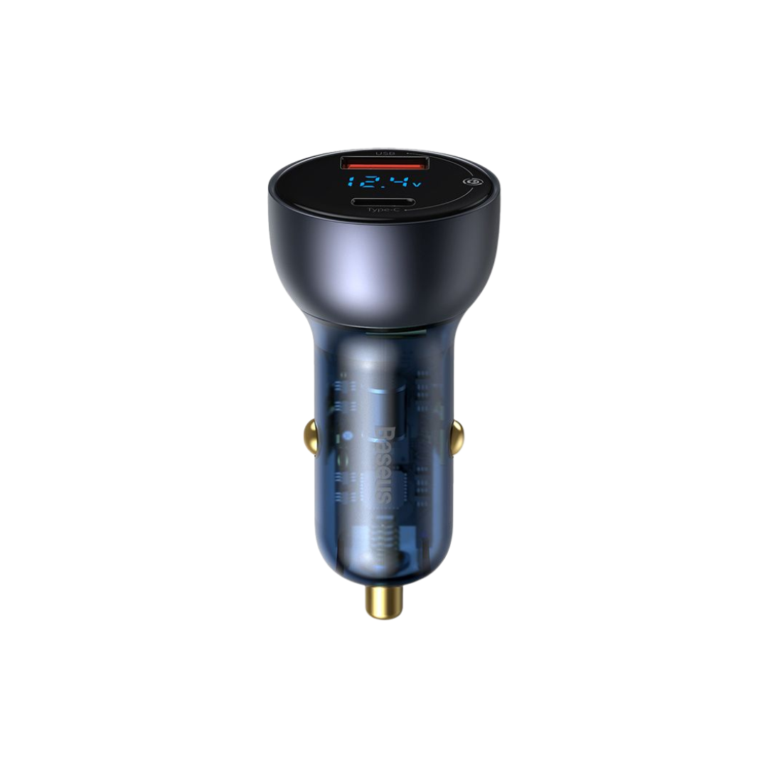 Baseus Carregador Isqueiro Particular Display Digital Qc+Pps Dual 65W Cinza Escuro