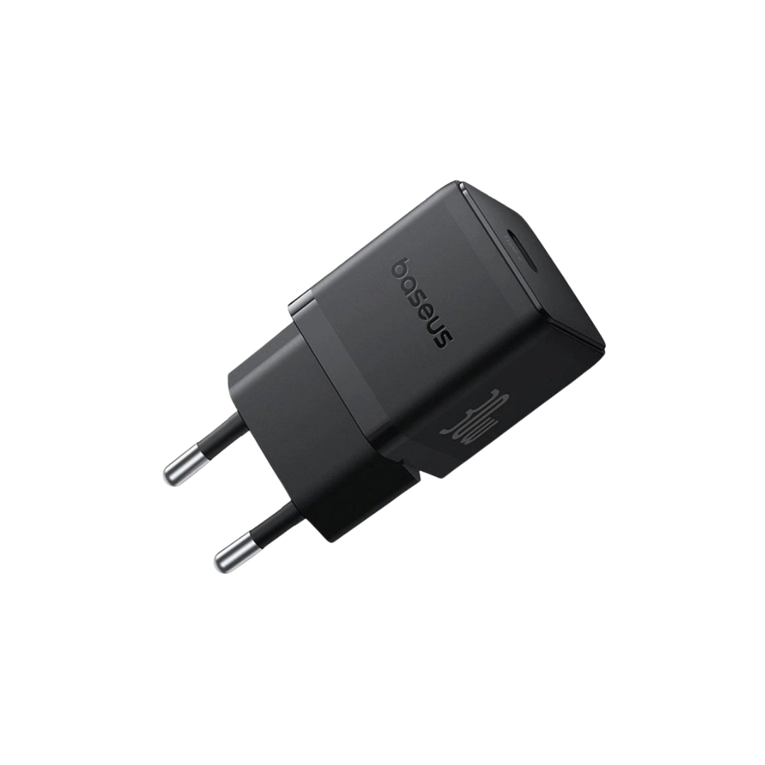 Baseus Carregador Palm Fast Charger 1C 30W Eu Cluster Black (With Baseus Mini White Cable Type-C)